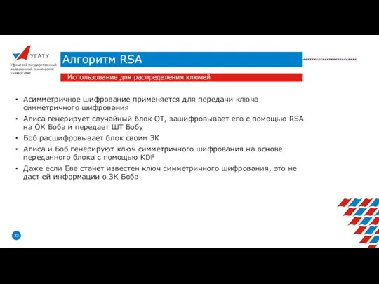 У Г А Т У Алгоритм RSA Уфимский государственный авиационный технический университет