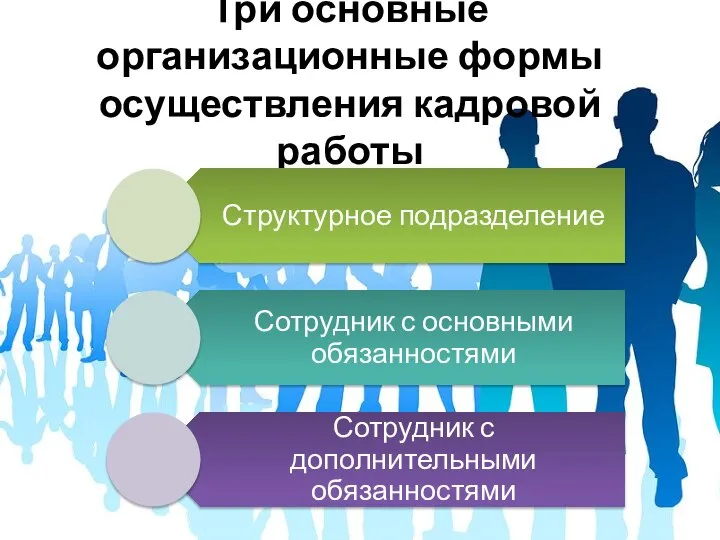 Три основные организационные формы осуществления кадровой работы