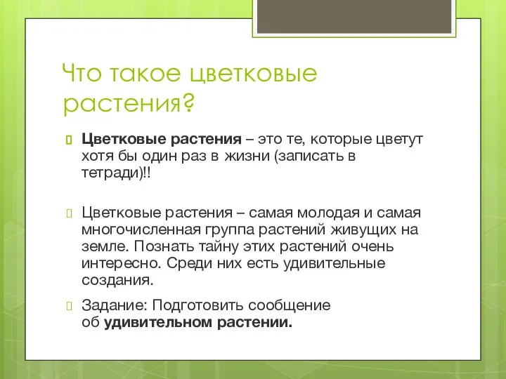 Что такое цветковые растения? Цветковые растения – это те, которые цветут хотя