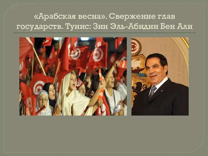 «Арабская весна». Свержение глав государств. Тунис: Зин Эль-Абидин Бен Али