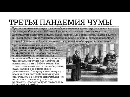 ТРЕТЬЯ ПАНДЕМИЯ ЧУМЫ Третья пандемия началась из множества природных очагов в Центральном