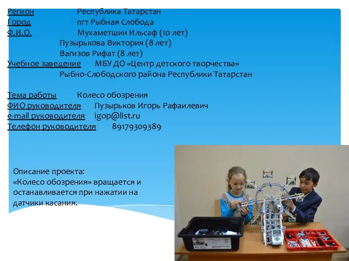 Регион Республика Татарстан Город пгт Рыбная Слобода Ф.И.О. Мухаметшин Ильсаф (10 лет)