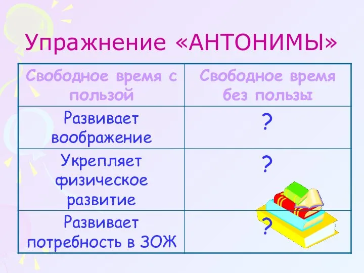 Упражнение «АНТОНИМЫ»