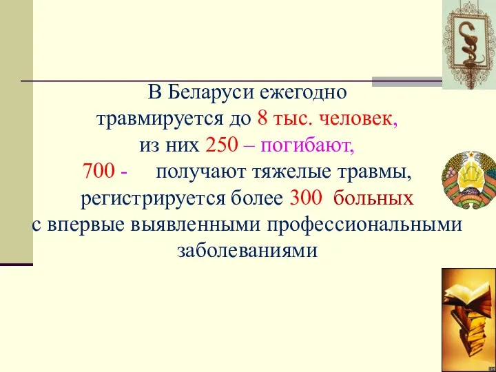 В Беларуси ежегодно травмируется до 8 тыс. человек, из них 250 –