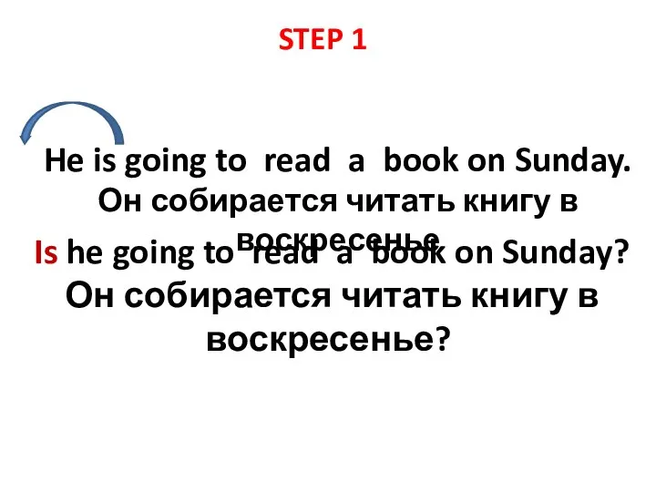 He is going to read a book on Sunday. Он собирается читать