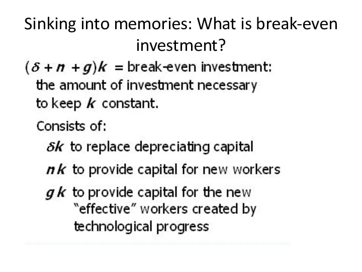 Sinking into memories: What is break-even investment?