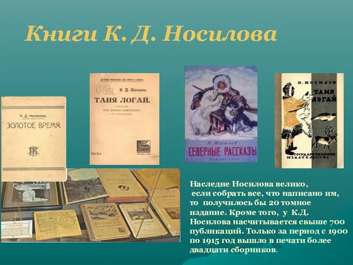 Книги К. Д. Носилова Наследие Носилова велико, если собрать все, что написано