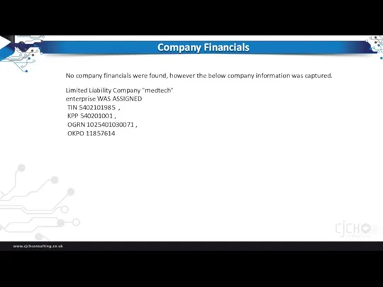 Company Financials Limited Liability Company "medtech" enterprise WAS ASSIGNED TIN 5402101985 ,