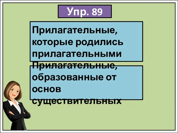 Упр. 89 Прилагательные, которые родились прилагательными Прилагательные, образованные от основ существительных