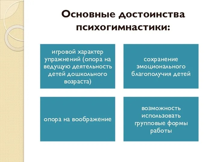 Основные достоинства психогимнастики: