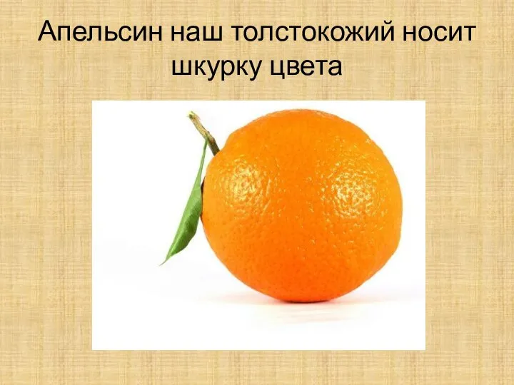 Апельсин наш толстокожий носит шкурку цвета