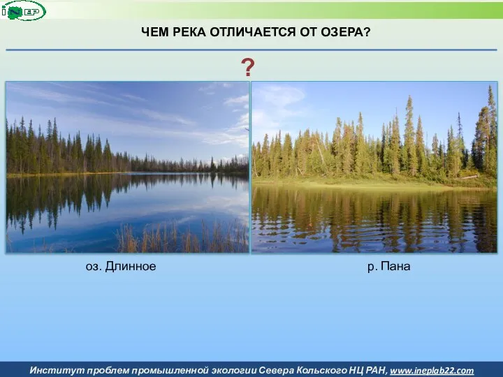 ЧЕМ РЕКА ОТЛИЧАЕТСЯ ОТ ОЗЕРА? оз. Длинное р. Пана ?