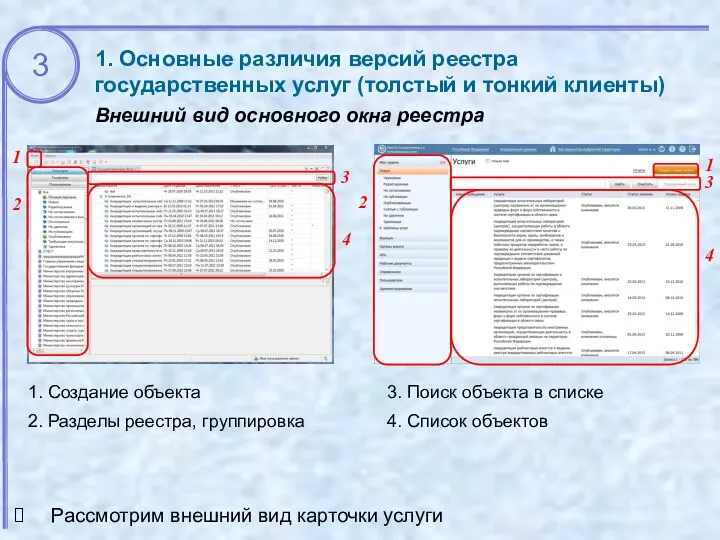 1. Основные различия версий реестра государственных услуг (толстый и тонкий клиенты) Внешний