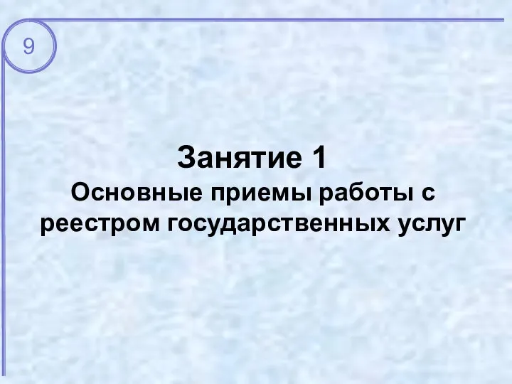 Занятие 1 Основные приемы работы с реестром государственных услуг