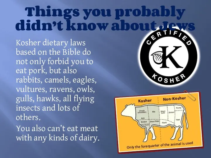 Things you probably didn’t know about Jews Kosher dietary laws based on