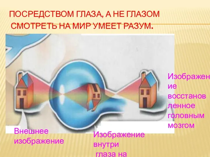 ПОСРЕДСТВОМ ГЛАЗА, А НЕ ГЛАЗОМ СМОТРЕТЬ НА МИР УМЕЕТ РАЗУМ. Внешнее изображение