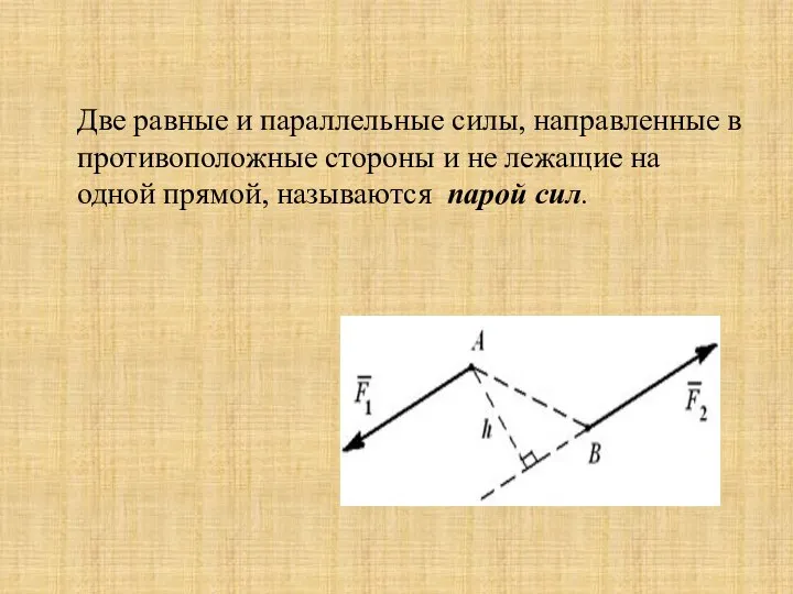 Две равные и параллельные силы, направленные в противоположные стороны и не лежащие