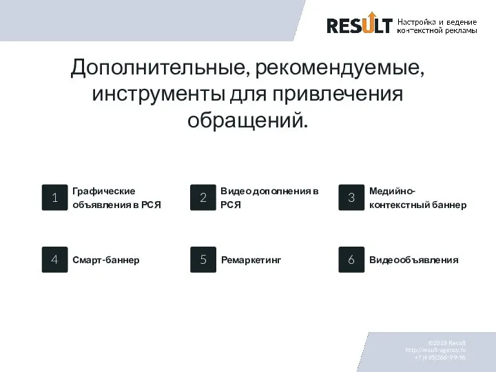 Дополнительные, рекомендуемые, инструменты для привлечения обращений.