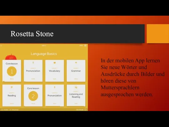 Rosetta Stone In der mobilen App lernen Sie neue Wörter und Ausdrücke