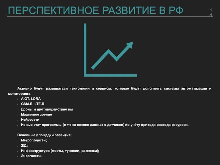 ПЕРСПЕКТИВНОЕ РАЗВИТИЕ В РФ Активно будут развиваться технологии и сервисы, которые будут