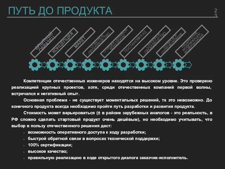 ПУТЬ ДО ПРОДУКТА Компетенции отечественных инженеров находятся на высоком уровне. Это проверено