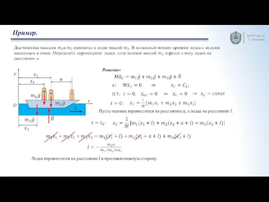 O x y МГТУ им. Н.Э. Баумана Пример. Решение: Пусть человек переместился