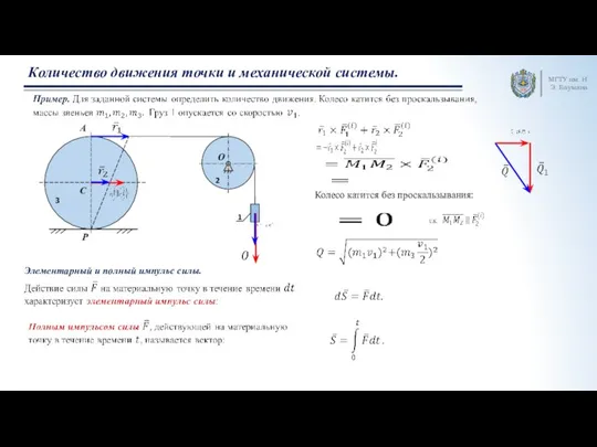 МГТУ им. Н.Э. Баумана Количество движения точки и механической системы. O Колесо