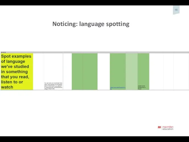 Noticing: language spotting