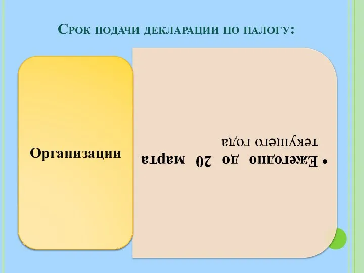 Срок подачи декларации по налогу: