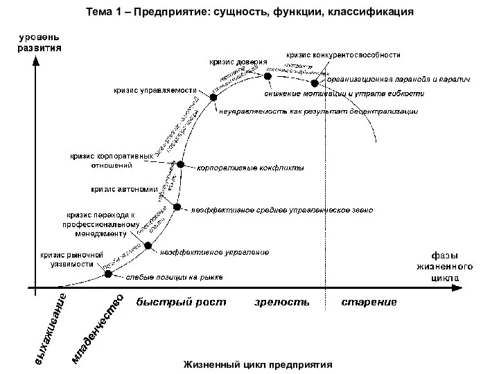 Жизненный цикл предприятия Тема 1 – Предприятие: сущность, функции, классификация