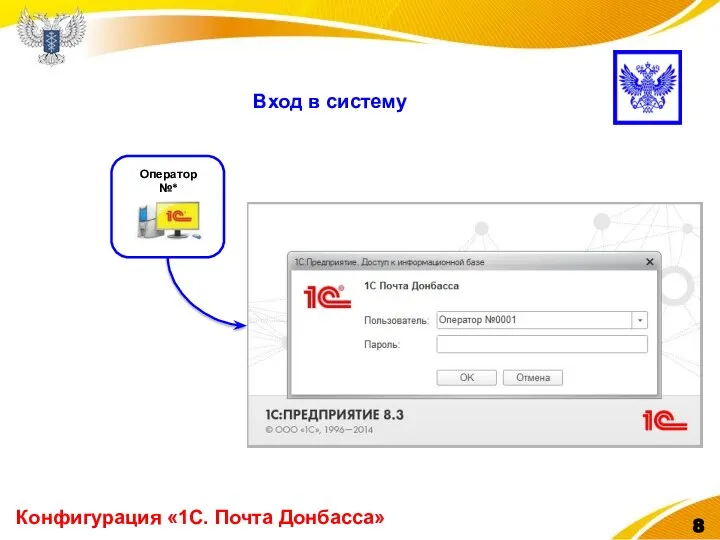 Конфигурация «1С. Почта Донбасса» Вход в систему
