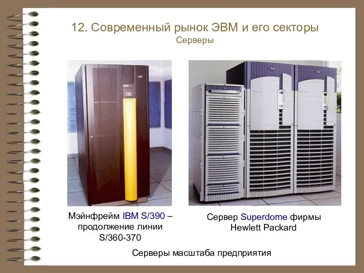 Серверы масштаба предприятия Мэйнфрейм IBM S/390 – продолжение линии S/360-370 Сервер Superdome