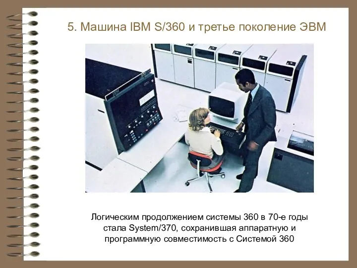 5. Машина IBM S/360 и третье поколение ЭВМ Логическим продолжением системы 360