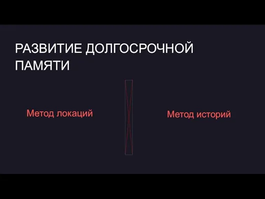 РАЗВИТИЕ ДОЛГОСРОЧНОЙ ПАМЯТИ Метод локаций Метод историй