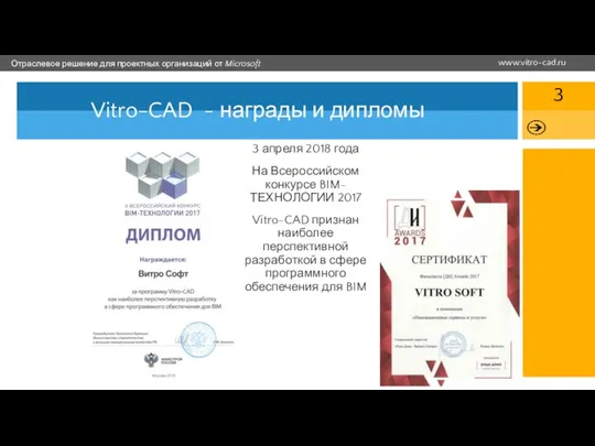 Vitro-CAD - награды и дипломы 3 апреля 2018 года На Всероссийском конкурсе