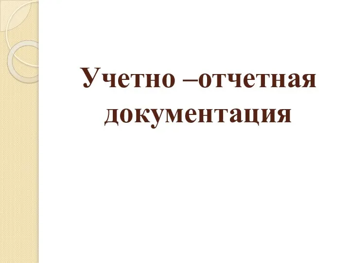 Учетно –отчетная документация