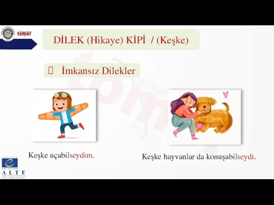 Keşke hayvanlar da konuşabilseydi. DİLEK (Hikaye) KİPİ / (Keşke) İmkansız Dilekler Keşke uçabilseydim.