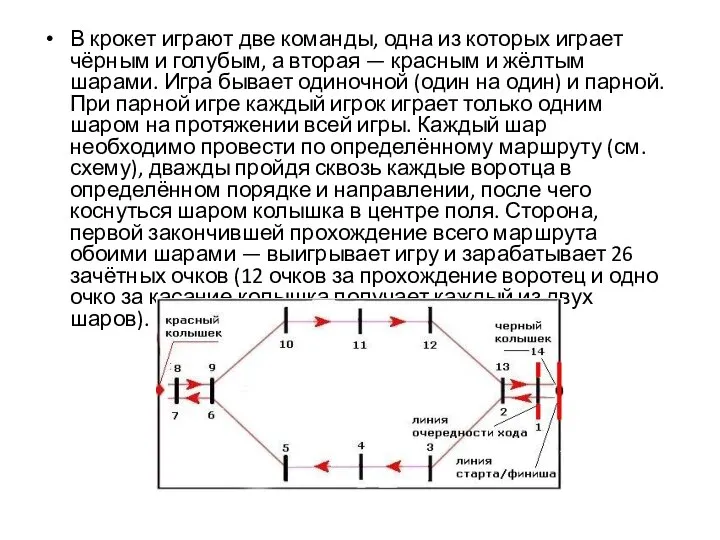 В крокет играют две команды, одна из которых играет чёрным и голубым,