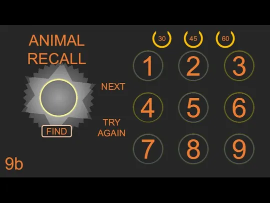 NEXT ANIMAL RECALL FIND 6 3 4 5 2 9 1 8
