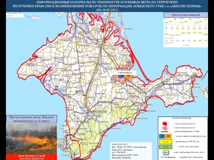 ИНФОРМАЦИОННЫЕ МАТЕРИАЛЫ ПО ТЕМПЕРАТУРЕ И ПОРЫВАМ ВЕТРА НА ТЕРРИТОРИИ РЕСПУБЛИКИ КРЫМ (РИСК
