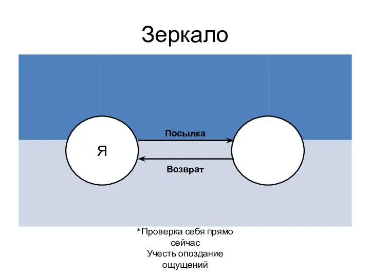 Зеркало Я *Проверка себя прямо сейчас Учесть опоздание ощущений