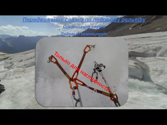 Передвижение связки по ледовому рельефу Только для наглядности Ледовый самовыкрут Организация спуска