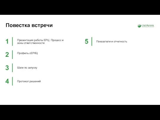 Презентация работы ЕРЦ. Процесс и зоны ответственности. Профиль сЕРКЦ Шаги по запуску