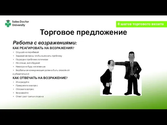 Торговое предложение Работа с возражениями: КАК РЕАГИРОВАТЬ НА ВОЗРАЖЕНИЯ? Слушай не перебивай