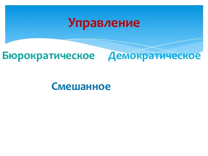 Управление Бюрократическое Смешанное Демократическое