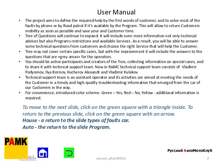 User Manual The project aims to define the required help by the