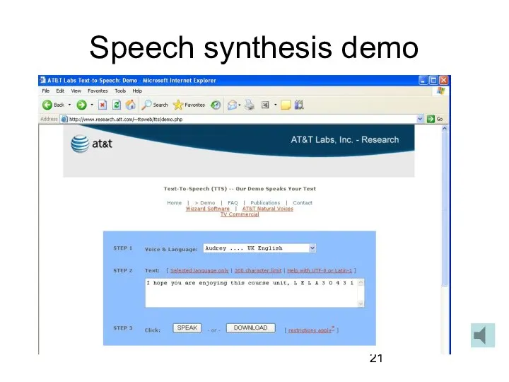 Speech synthesis demo