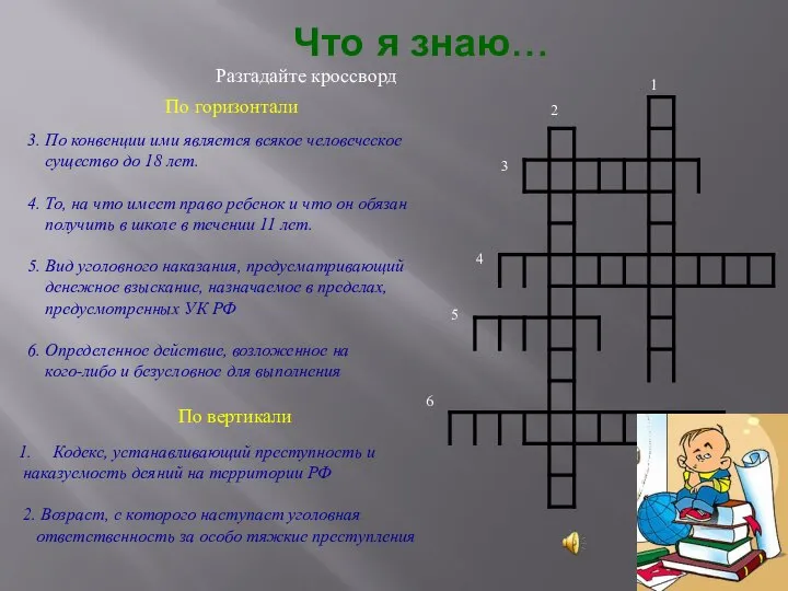 Что я знаю… По горизонтали 3. По конвенции ими является всякое человеческое