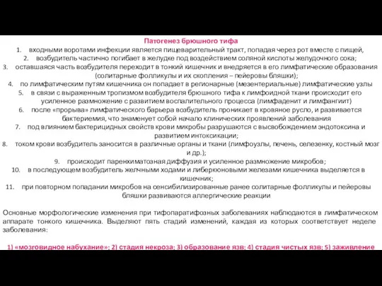 Патогенез брюшного тифа входными воротами инфекции является пищеварительный тракт, попадая через рот