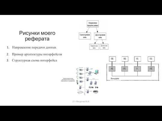 Рисунки моего реферата Направление передачи данных Пример архитектуры интерфейсов Структурная схема интерфейса 27 т Мищенко М.И.